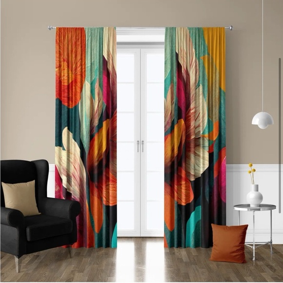 East Urban Home Curtains East Urban Home Mod Center Flower Curtains 2 Panels 40x82” New